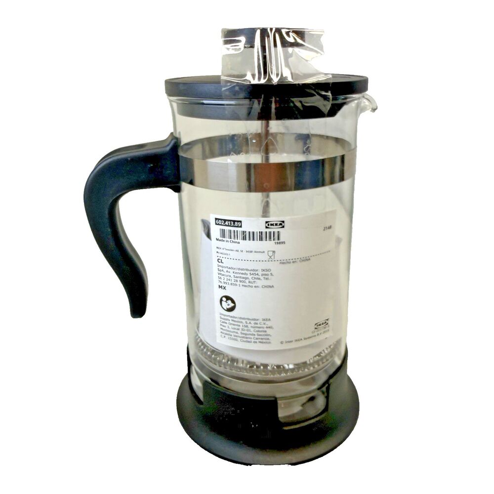 IKEA Upphetta 8.5" French Press Coffee Tea Maker Glass Stainless Steel NEW
